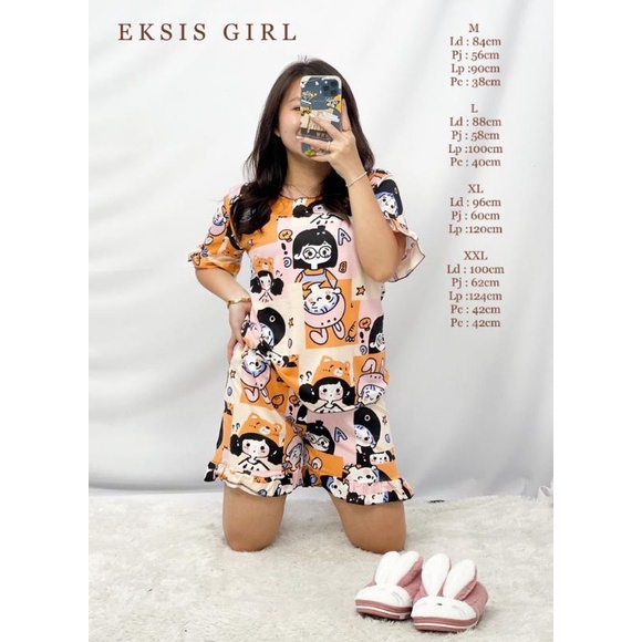 MDLV ~ Baju Tidur Eksis Girl HP Baju tidur Dewasa Hot Pant Celana Pendek Fashion Import