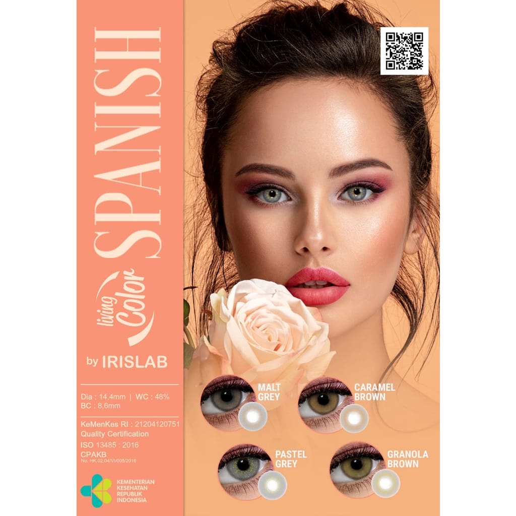 SOFTLENS LIVING COLOR SPANISH MALT GREY ( MINUS 0.50 S.D -6.00 ) DM 14.4 MM BY IRISH LAB