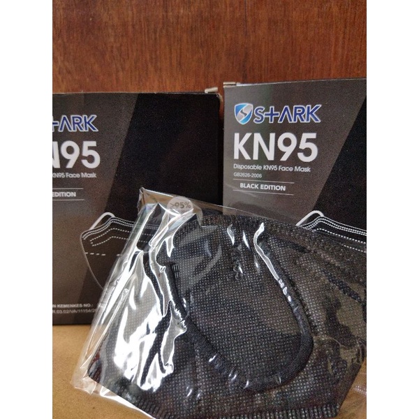 Masker KN95 Black , White 5ply Earloop KN95 murah , Kn95 packing per plastik / pcs