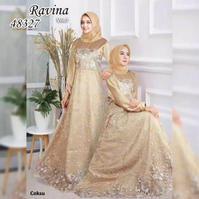 RAVINA HIJAB DRESS BAHAN BRUKAT SATIN FASHION MUSLIM / BAJU POLOS / GAMIS CASUAL /  Mini Dress Baju 