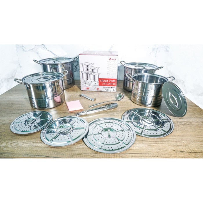 Panci Kukusan Stainless 4pc Pot Sets 24 - 30cm Asta Stock Pot Steamer