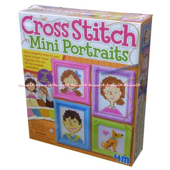 4M Cross Stitch Mini Potraits DIY Jahit Sulam Foto Wajah Dengan Bingkai Frame