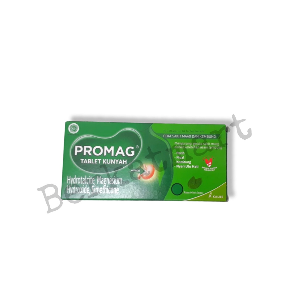 Promag Obat Sakit Maag Dan Kembung Isi 3 Blister 10 Tablet Kunyah