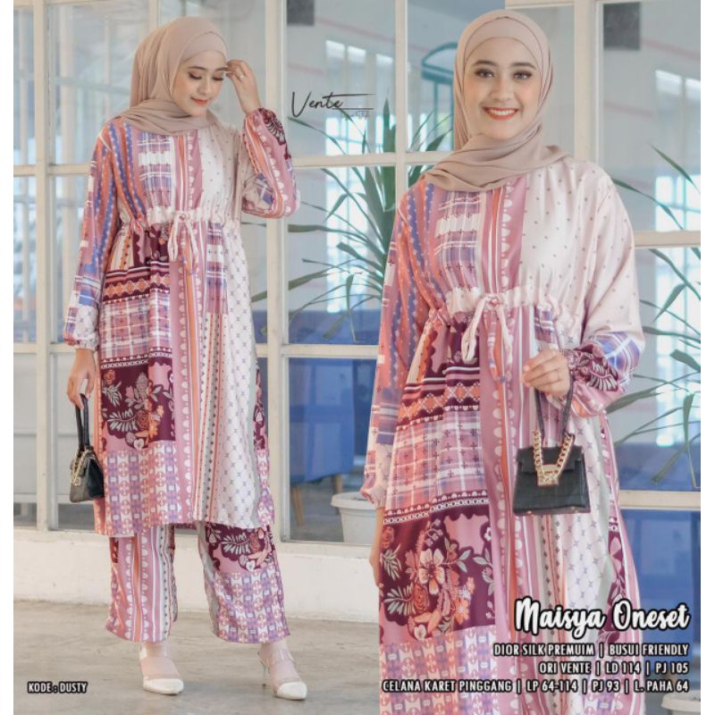 Maisya Oneset Ori Vente Daily / Setelan Wanita Busui Friendly Jumbo Bahan Dior Silk Premium Original