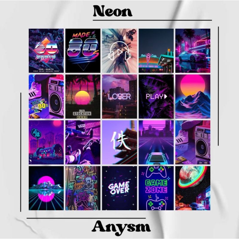 (A5) poster dinding aesthetic / poster neon / poster aesthetic / poster band / poster retro