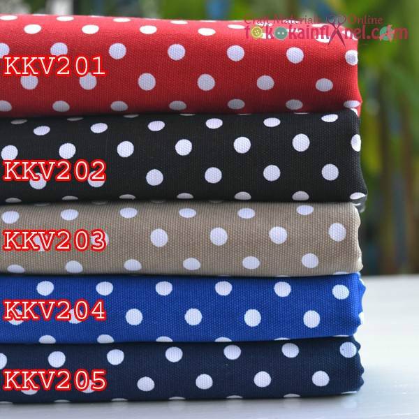 Kkv2 Kain Kanvas Motif Polkadot Besar 50x145cm