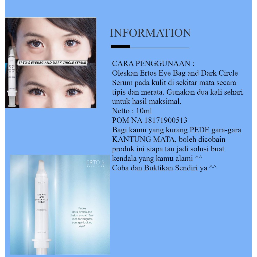 [Ori] Eye Bag Dark Circle Serum Ampuh Mengatasi Kantong Mata Panda Hanya dalam 2 Minggu BPOM