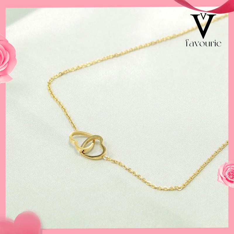 [COD]kalung Wanita Cinta Ganda Zirkon Perhiasan Hadiah Pesta Fashion Wanita Sederhana-FA
