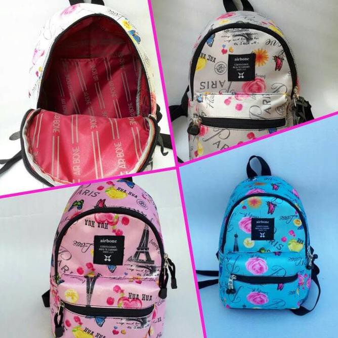 Murah di Shopee tas ransel ori motif paris/tas mini ori/tas kecil airbone/tas ransel - Merah Muda