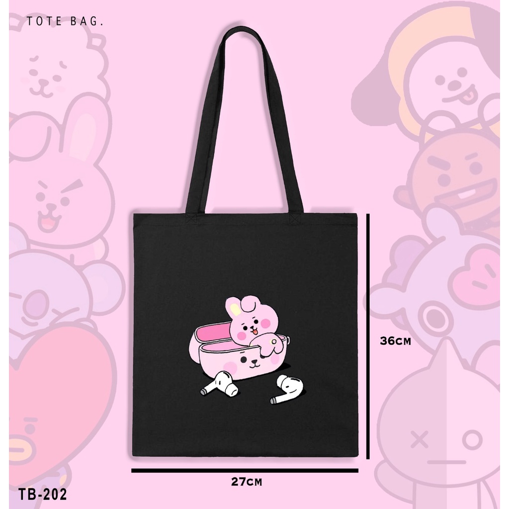 TAS WANITA/TOTE BAG KARAKTER BTS 21 /GAMBAR LUCU/REAL PICTURE/BISA UNTUK KULIAH/TAS IMPORT