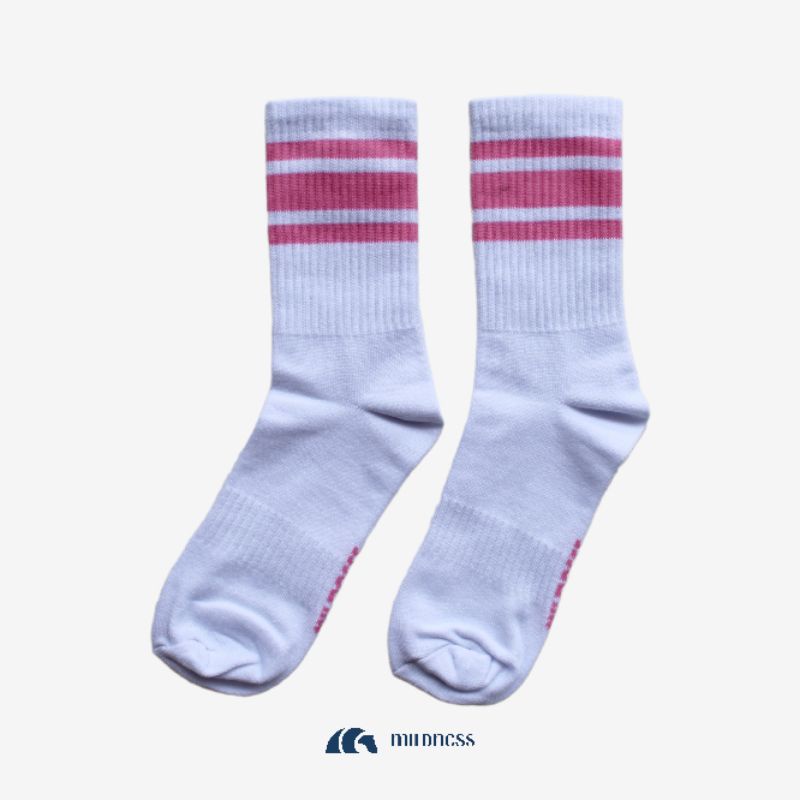 Mildness Kaos Kaki Oldschool Motif Pinky Stripe Socks Wanita