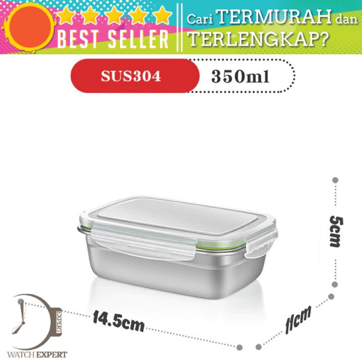 COD Kotak Makan Bento Lunch Box Bahan Stainless Steel 350ml