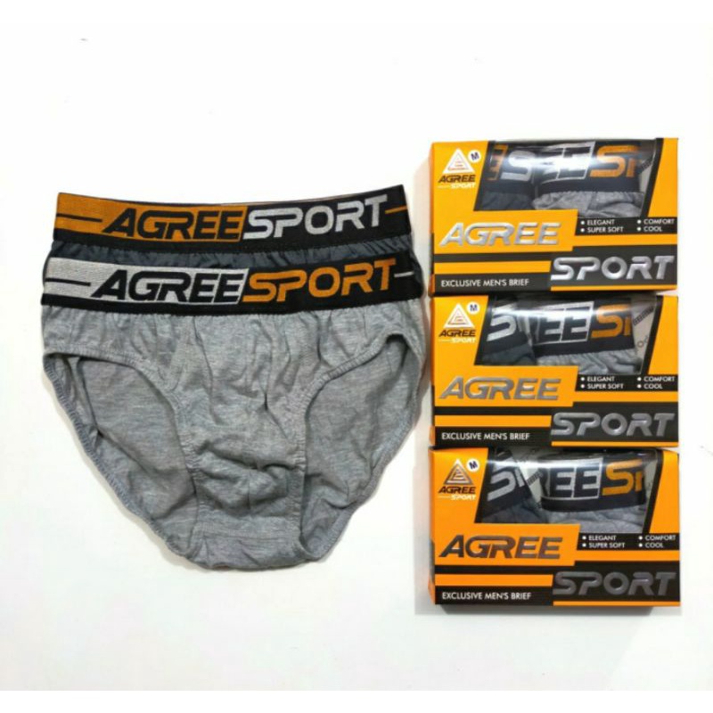 (2 Pcs) Celana Dalam Pria AGREE SPORT Karet Boxer Super Soft Exclusive Men's Brief AGREE SPORT 2327 K