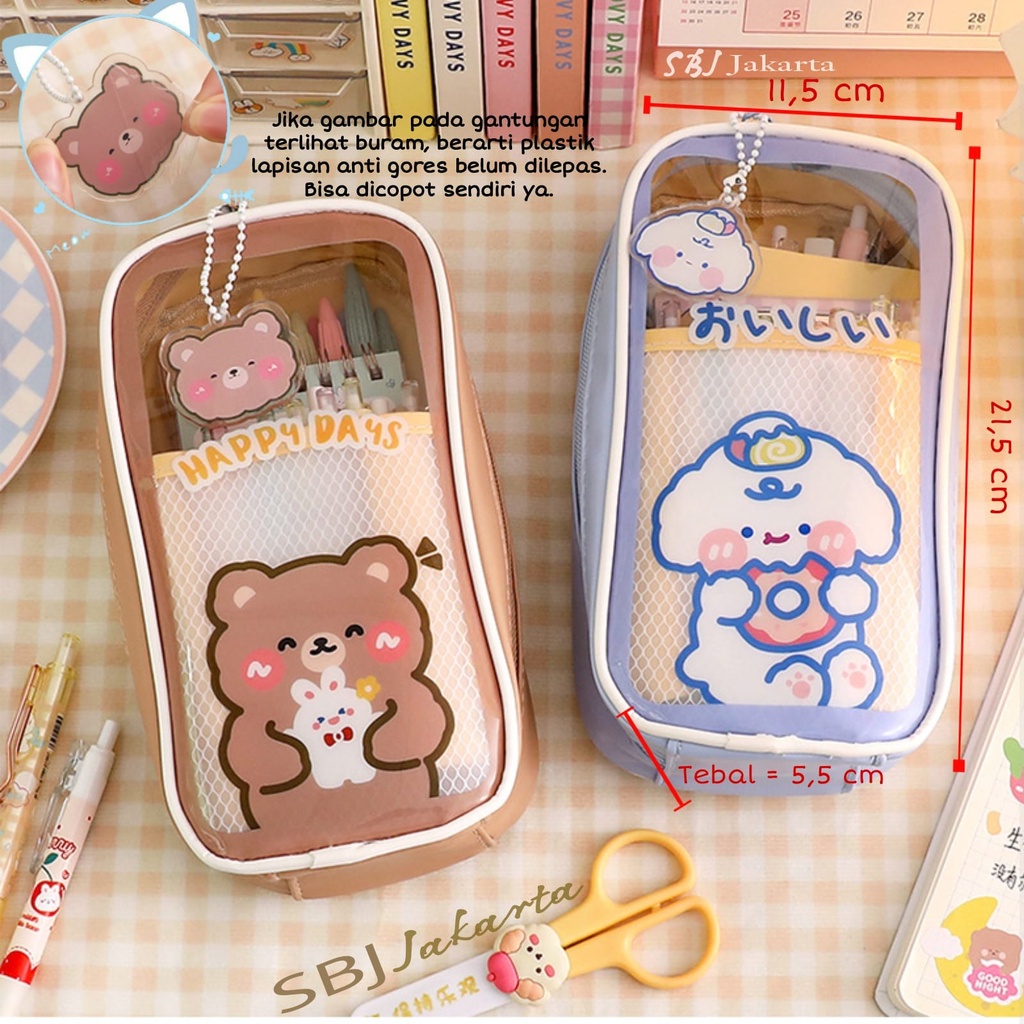 Tempat pensil anak perempuan cewek Pencil case besar waterproof Kawaii Kotak Pensil Japanese design