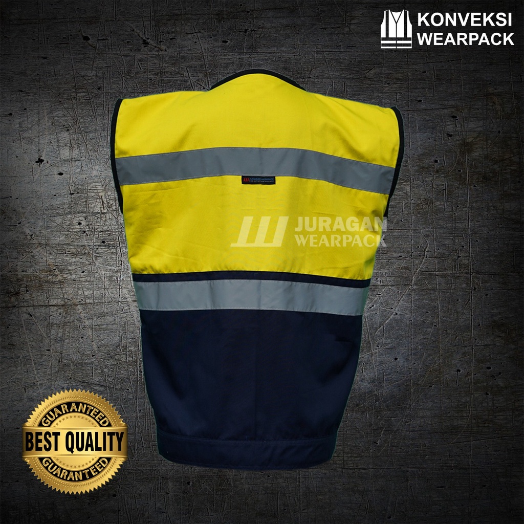 Rompi Safety Warna Kuning Kombinasi Biru Navy