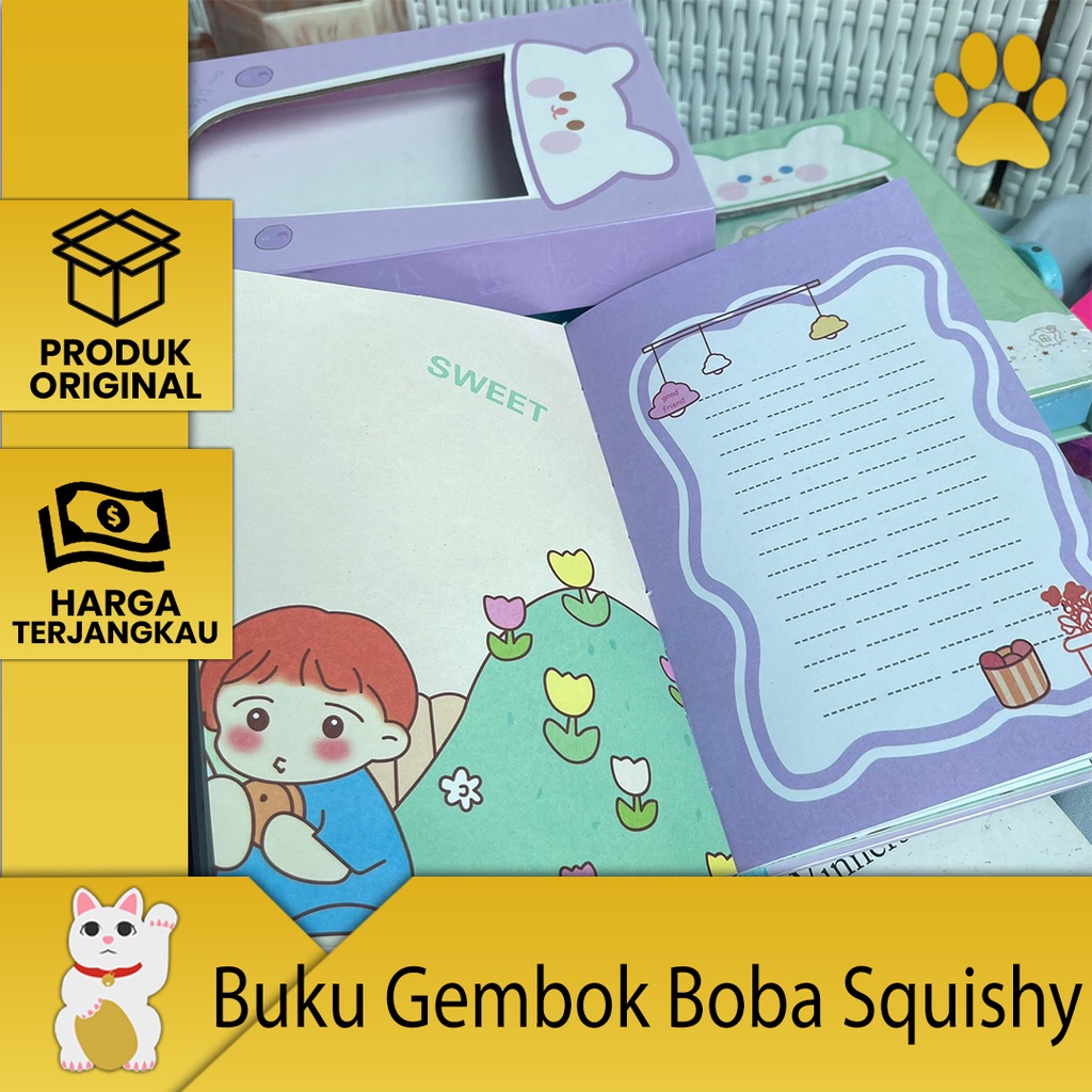 

[LuckyFortuna88] Buku Gembok Boba Squishy kertas Dalam Full Color Buku tulis murah alat tulis kantor alat tulis sekolah Notebook