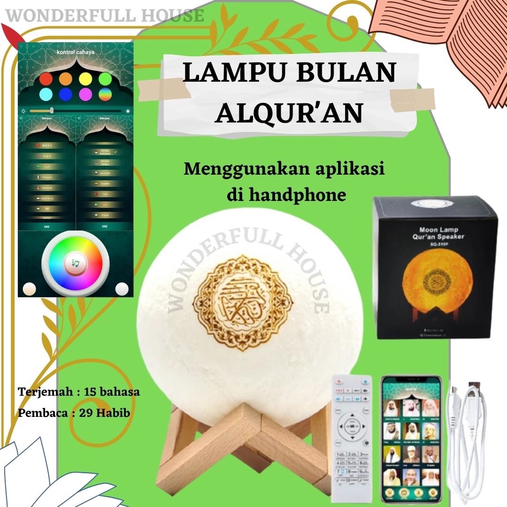 Lampu Bulan Al Quran Alquran Speaker Digital Bluetooth With Remote