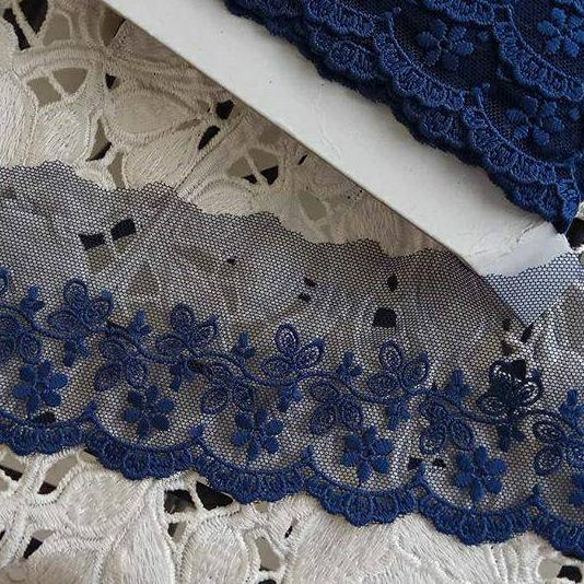 (X39) Renda tile bunga bordir rajut brokat gyper / giper katun baju mukena kebaya gamis meteran elas