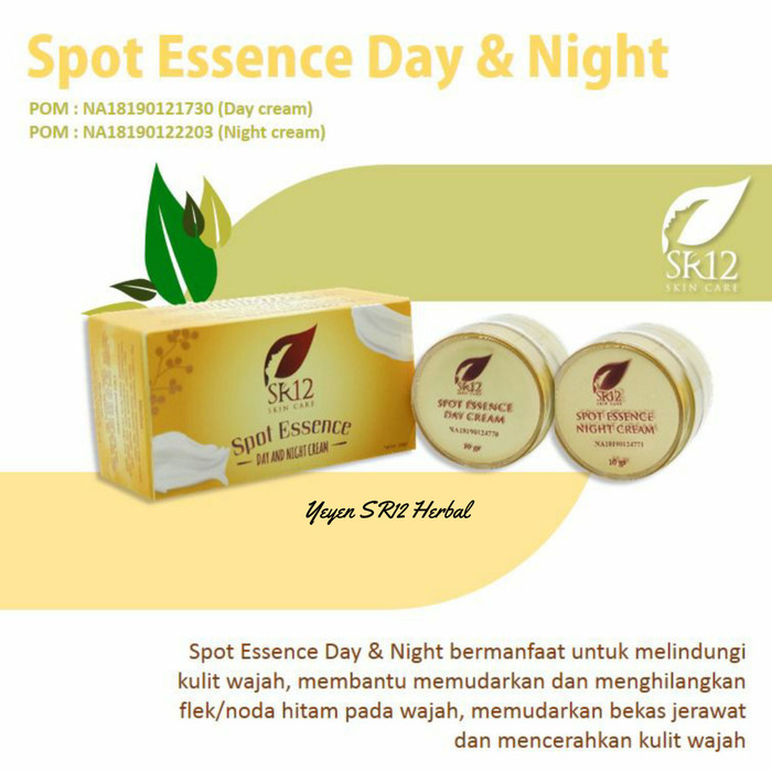 

SPOT ESSENCE DAY & NIGHT CREAM SR12 BEBAS FLEK HITAM & BEKAS JERAWAT