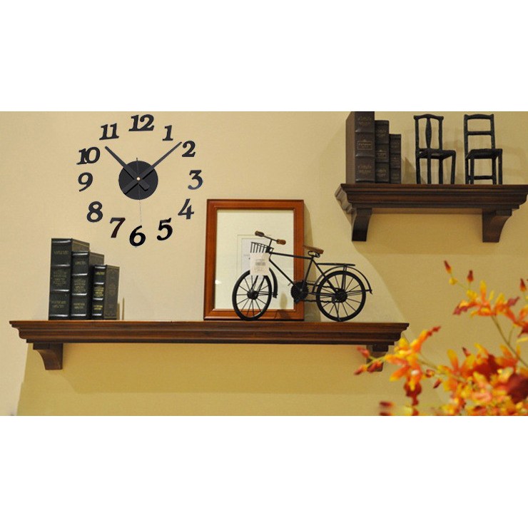 Jam Dinding DIY Giant Wall Clock Quartz Creative Design 30-50cm - DIY-03 - Black