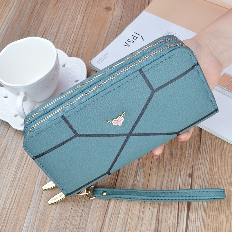 DOMPET PANJANG WANITA IMPORT 2 RESLETING KULIT HITAM PIRLA WA482B5 ORI TALI PENDEK BESAR MUAT HP KARTU UANG KOIN REMAJA KEKINIAN MURAH CEWEK FASHION KOREA PREMIUM