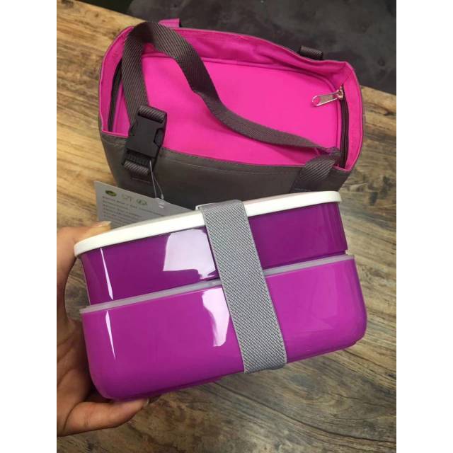 Lunch Box Purple / Kotak Nasi / Bento Box Set Warna Ungu