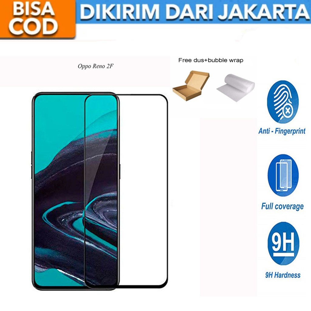 Oppo Reno 2F Full Cover / Full Screen Tempered Glass Screen Protector Anti Gores