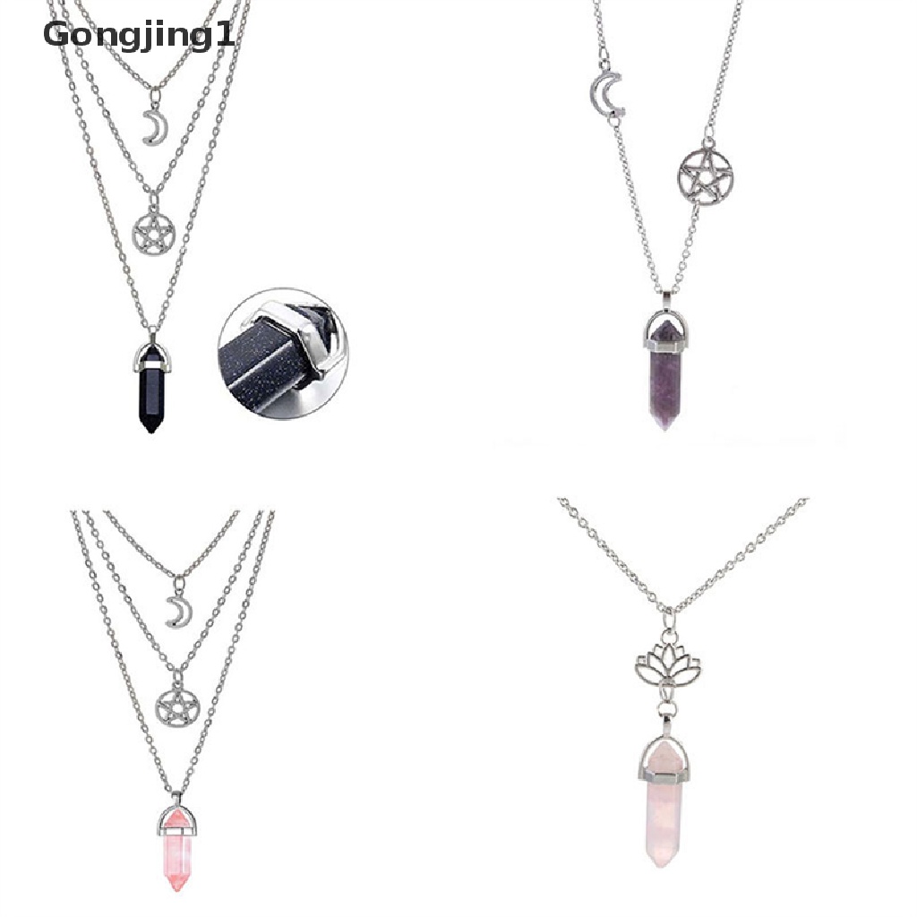 Gongjing1 Kalung Rantai Liontin Bintang + Batu Chakra Supernatural Gaya Vintage Untuk Wanita