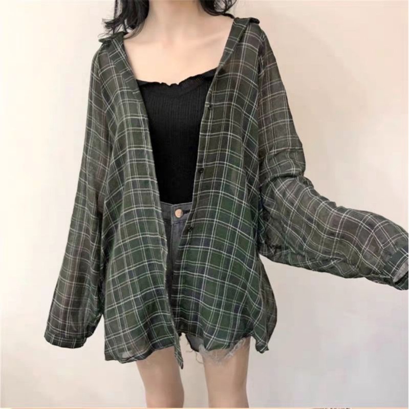 MDLV ~ 8682# Hollista Plaid Shirt Premium Import Kemeja Blouse Wanita Motif Kotak Fashion Import