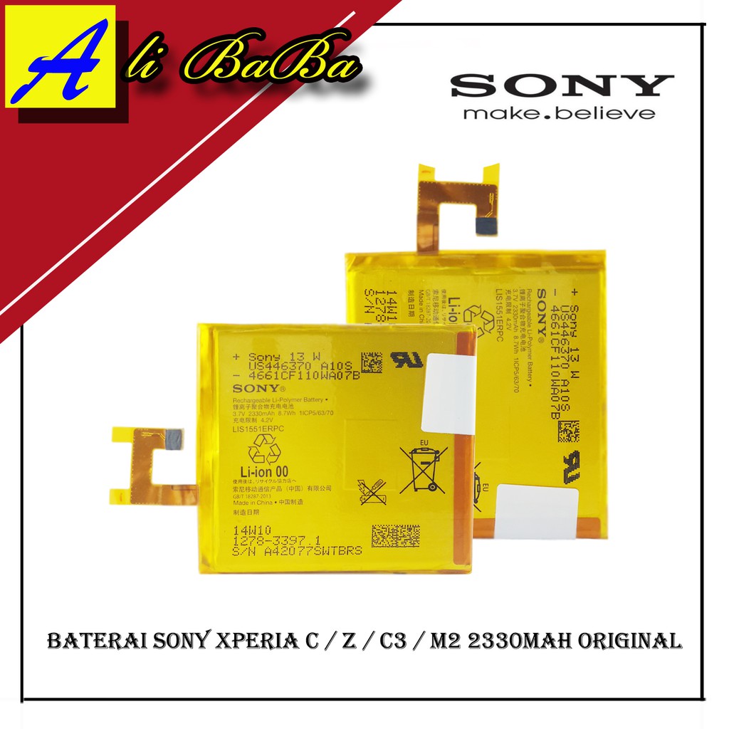Baterai Handphone Sony Xperia C / Xperia Z C6602 / Xperia C6603 / Xperia C3 Original Batre HP Sony