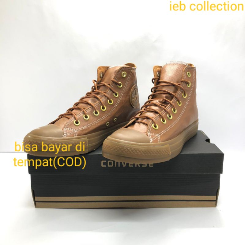 sepatu Converse69 Chuck Taylor sepatu sneaker kasual pria sepatu kulit pria high