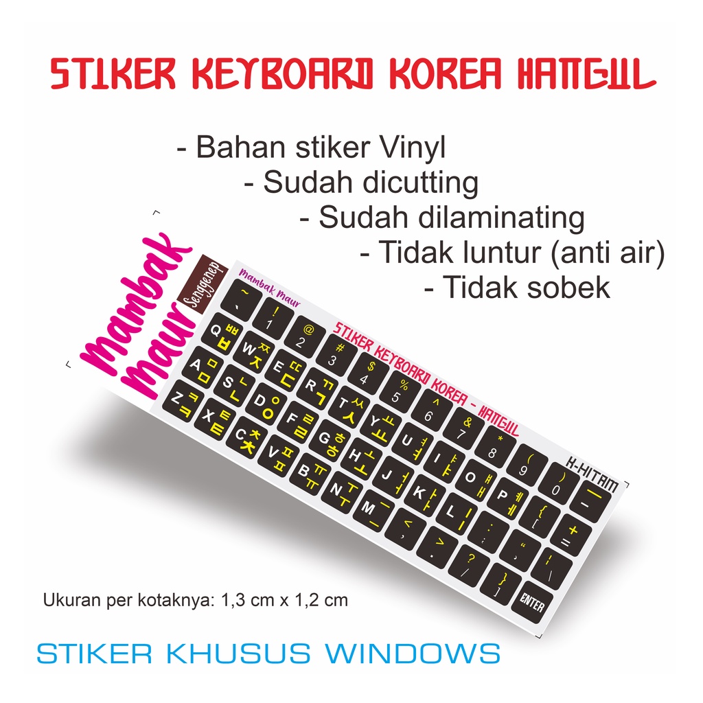 STIKER KEYBOARD KOREA HANGUL UNTUK LAPTOP/NOTEBOOK/PC