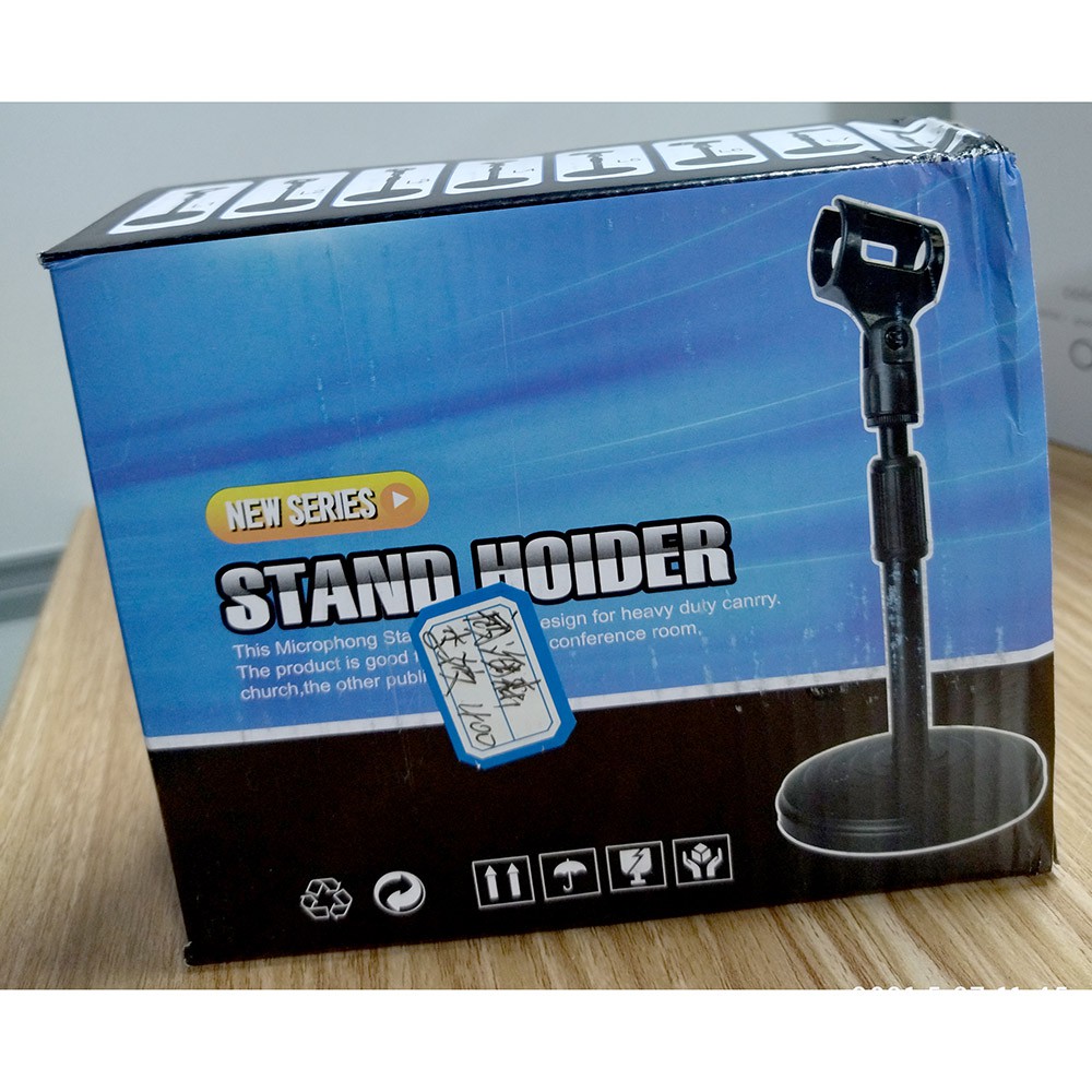 Stand Microphone Meja Podcast Holder 360 Degree Hitam