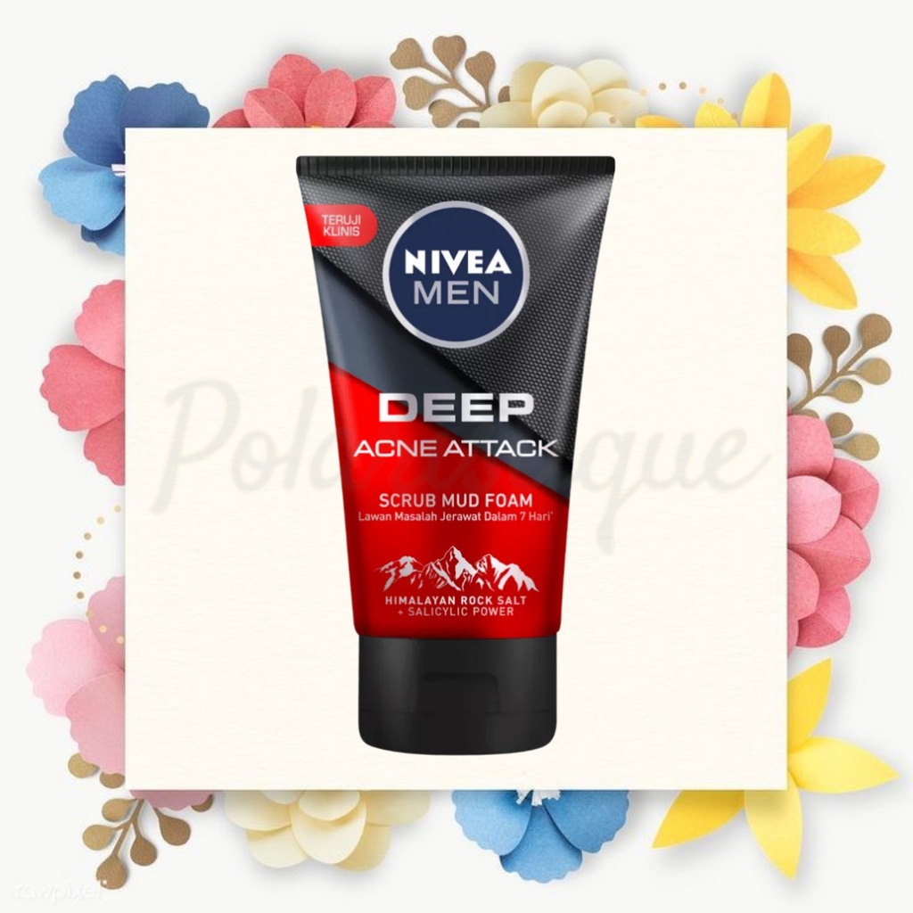 Jual Nivea Men Deep Acne Attack Scrub Mud Foam 100mL Pembersih Wajah