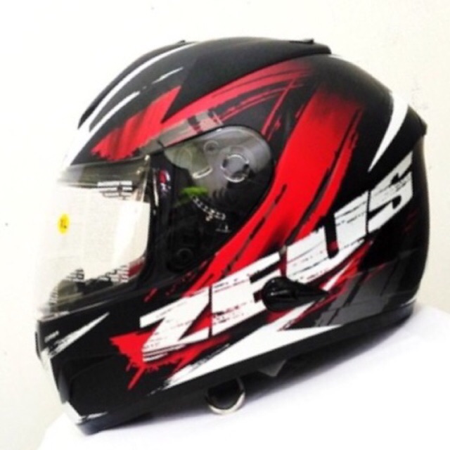 helm zeus 806 corsa matt black doff red hitam dop merah M L XL