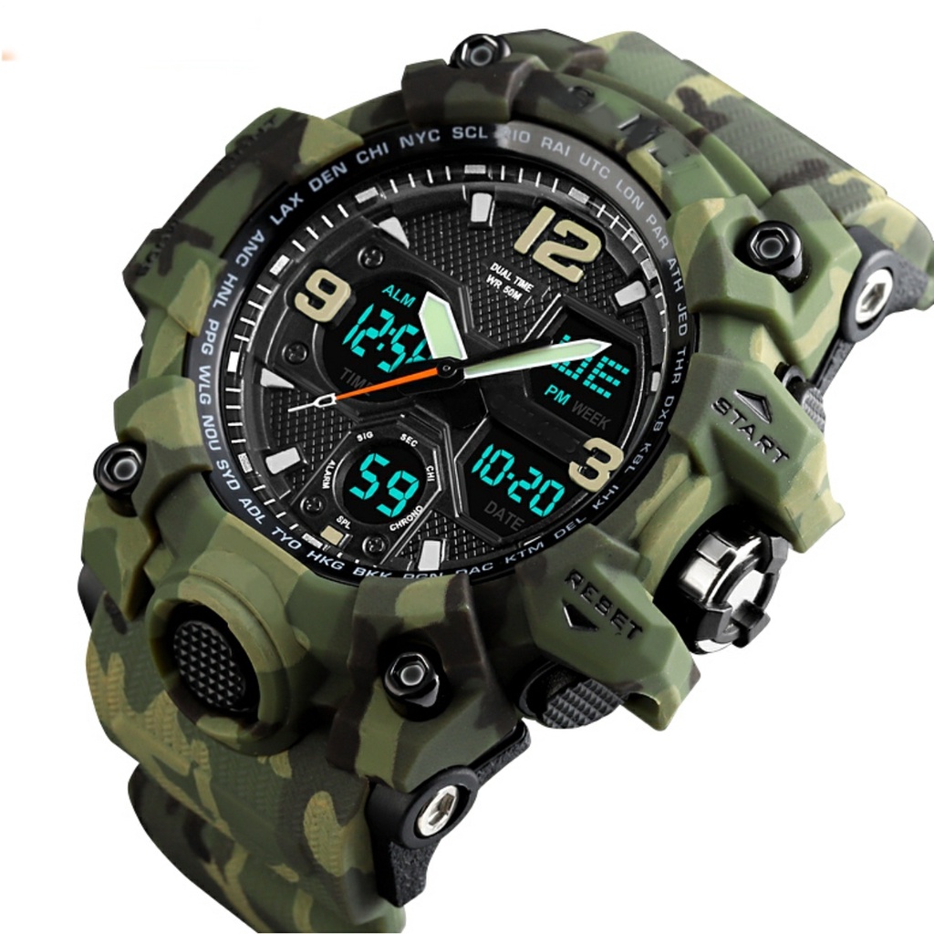 COD - JAM TANGAN PRIA LORENG / JAM TANGAN LAKI SPORT / JAM TANGAN ARMY / JAM TANGAN OUTDOOR / JAM TANGAN RUBBER SPORT CAMOU BEST 2022