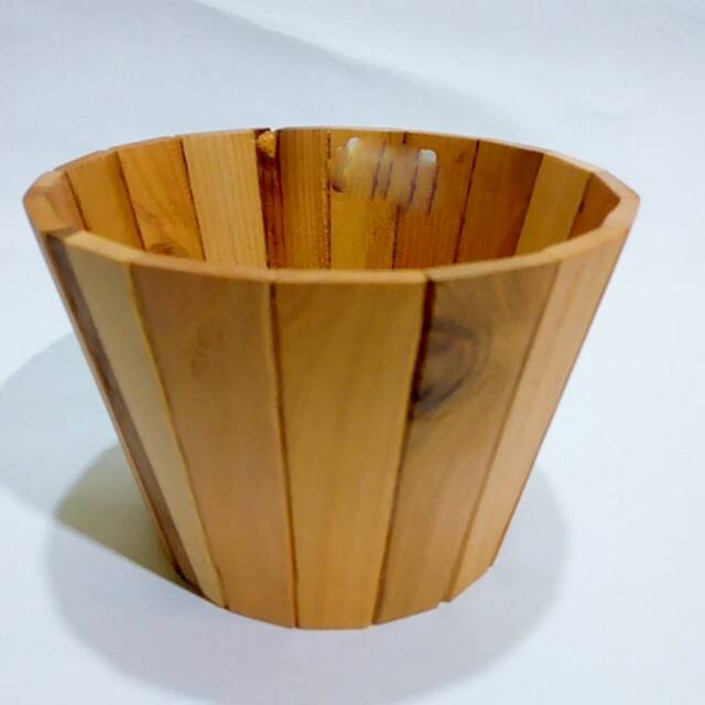 Cover Pot Bulat 10 Kayu Limbah Pinus
