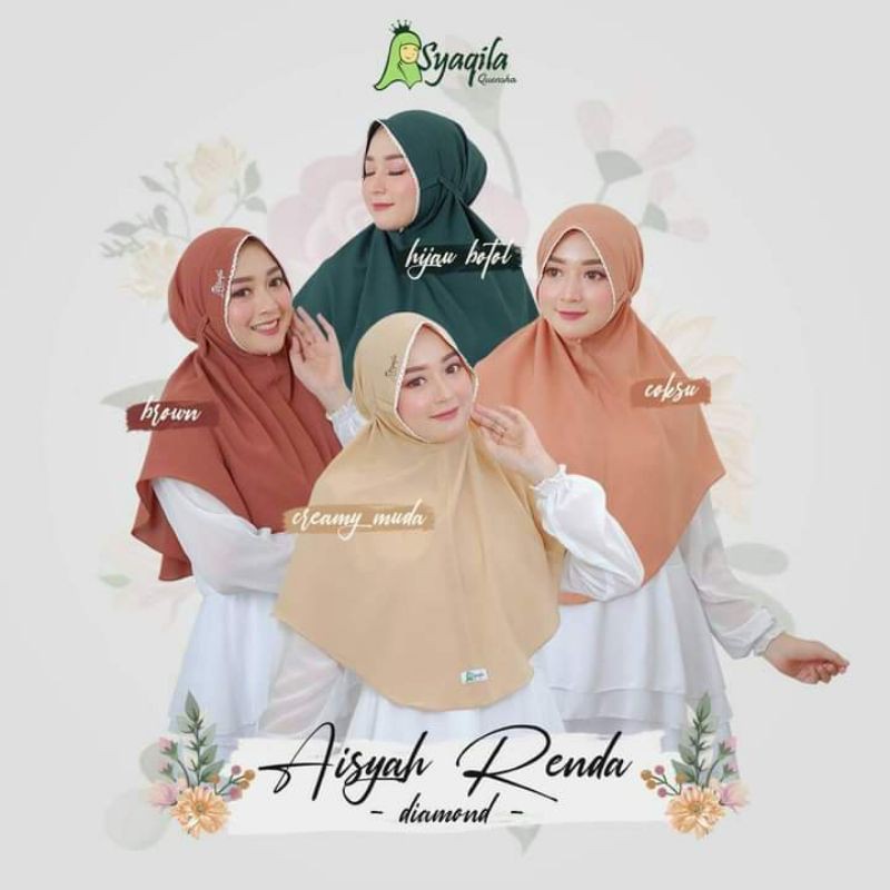 Aisyah renda by syaqila/hijab brandid ORI/hijab syaqila/hijab santai