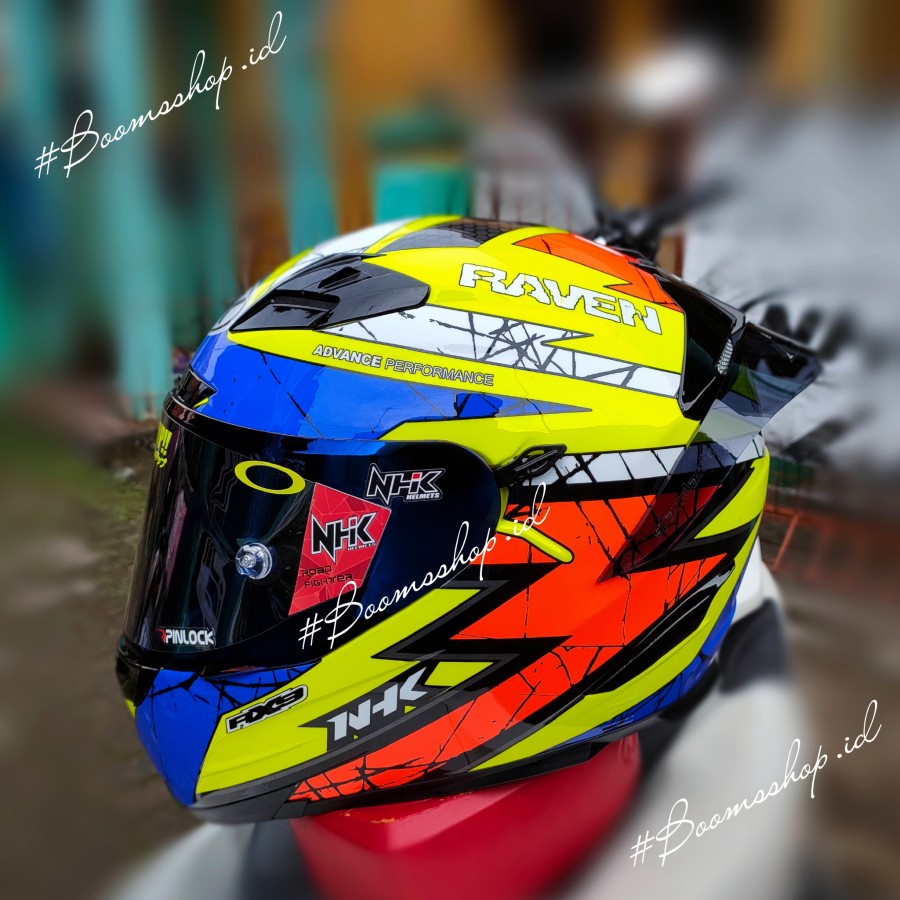Helm Nhk Rx9 Raven Yellow Blue Full Face Double Visor Paket Ganteng