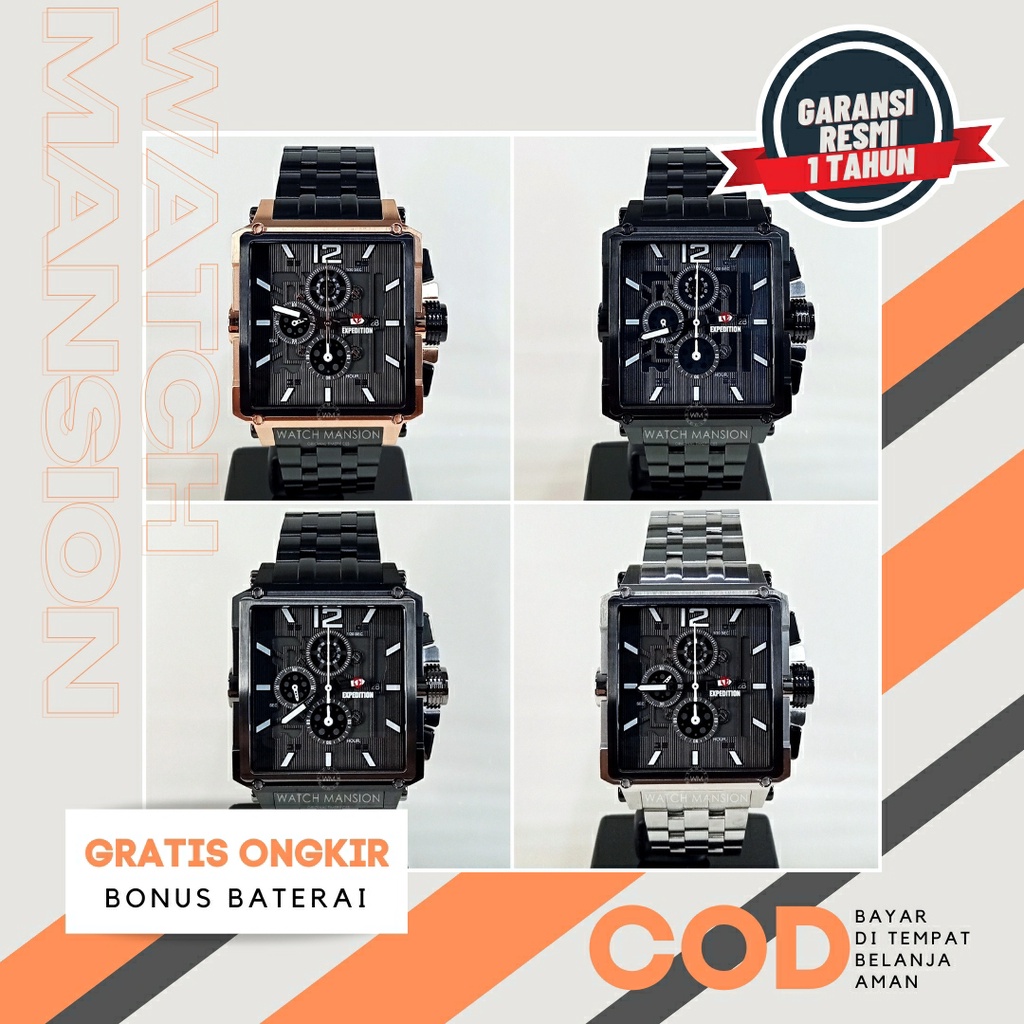 JAM TANGAN PRIA EXPEDITION 6618 E6618 E 6618 STAINLESS STEEL ORIGINAL GARANSI 1 TAHUN