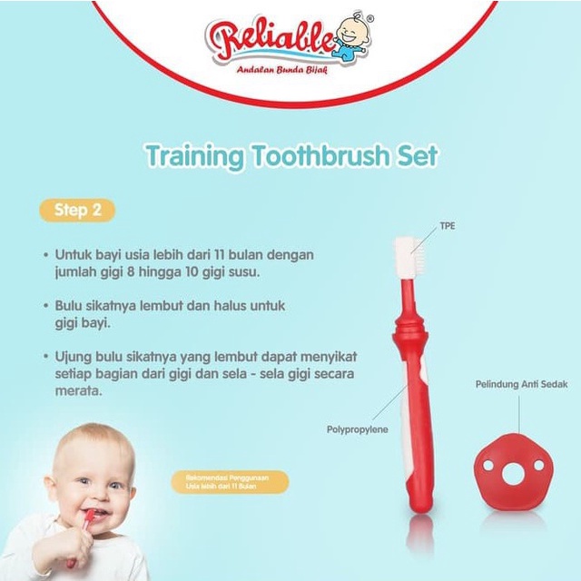 Sikat Gigi Bayi Complete Set 3 in 1 Reliable Training Toothbrush Set
