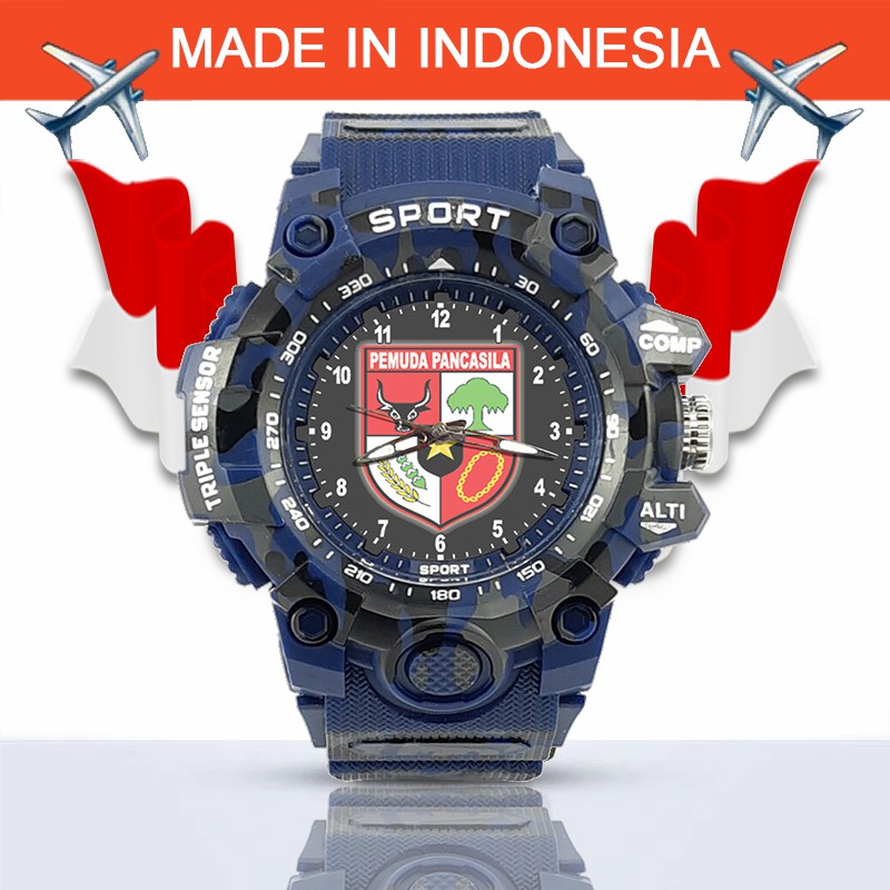 {Istimewa} Jam Tangan PP (Pemuda Pancasila) -Biru  Army Water Resistant