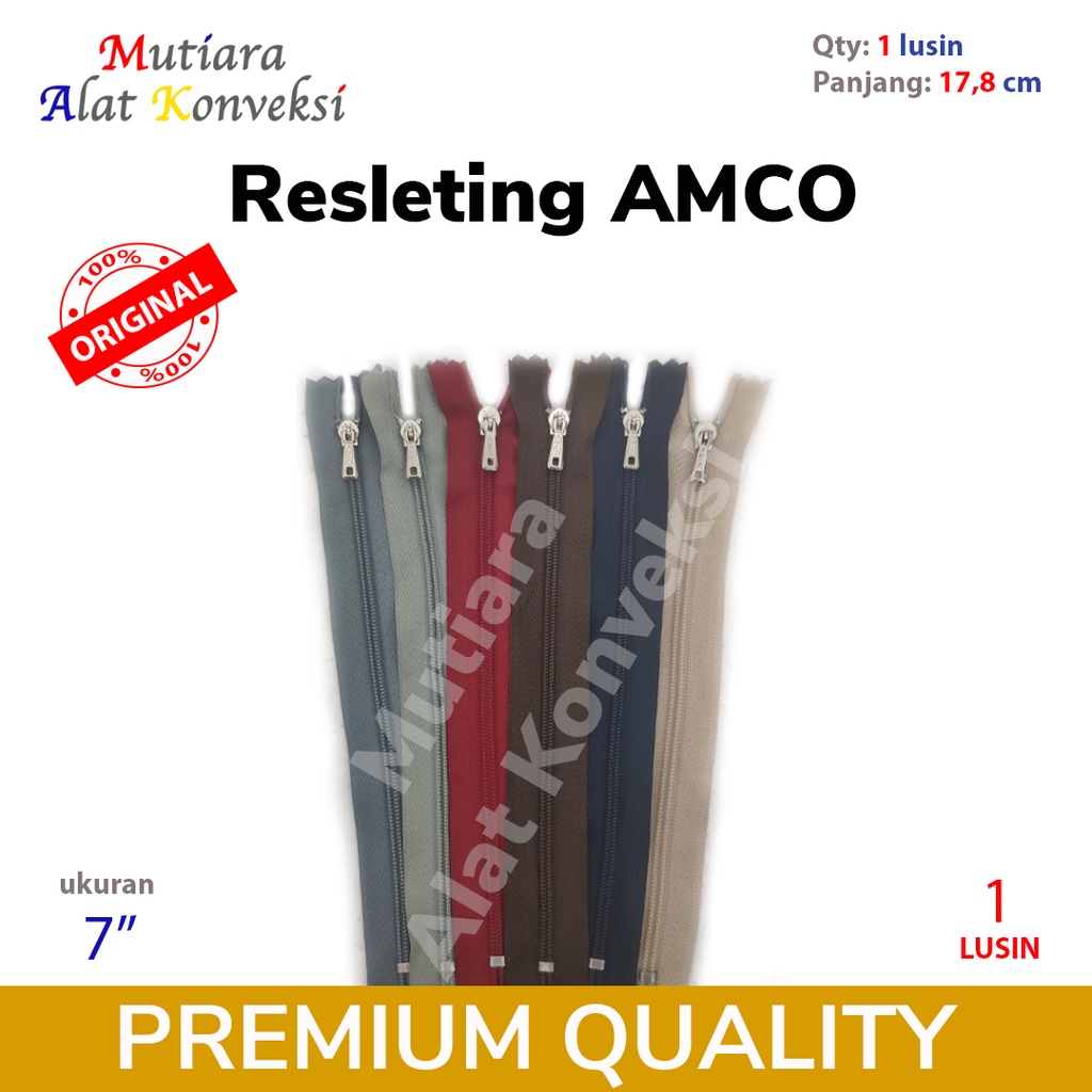 Resleting Dompet Rok Celana AMCO 7 inch 17,8 cm 1 lusin