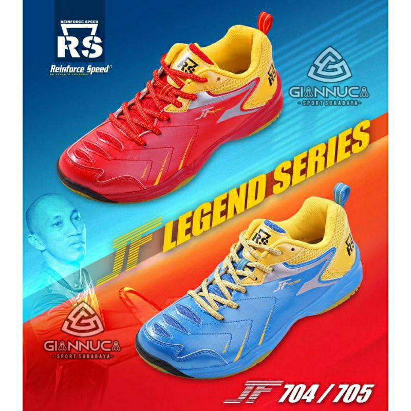 Sepatu Badminton  RS JF 704 ( MERAH & KUNING ) BISA COD BAYAR DITEMPAT