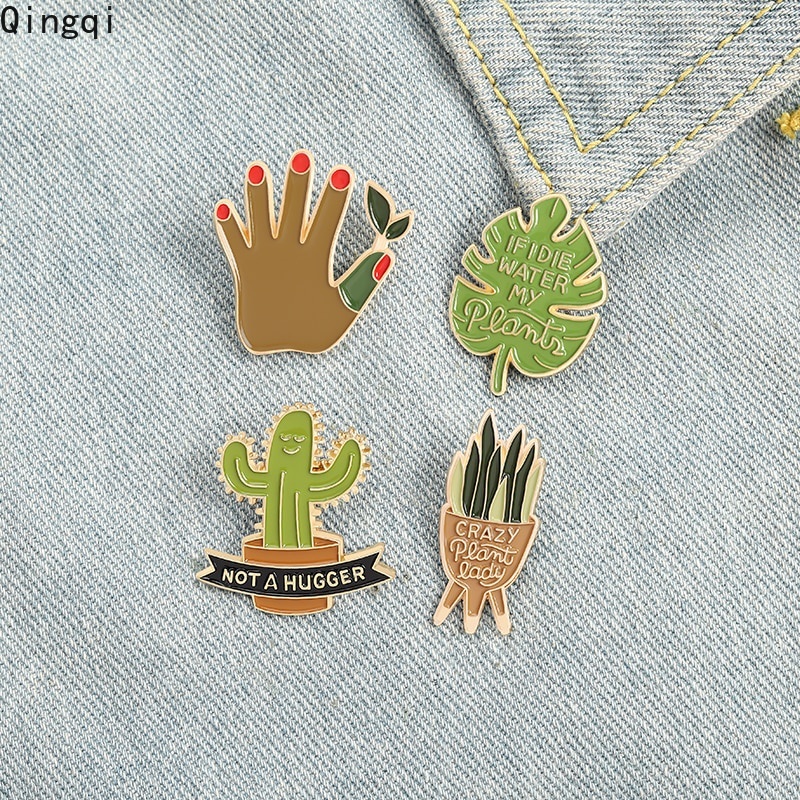 Bros Pin Enamel Desain Tanaman Monstera Kaktus Hug Untuk Hadiah Anak