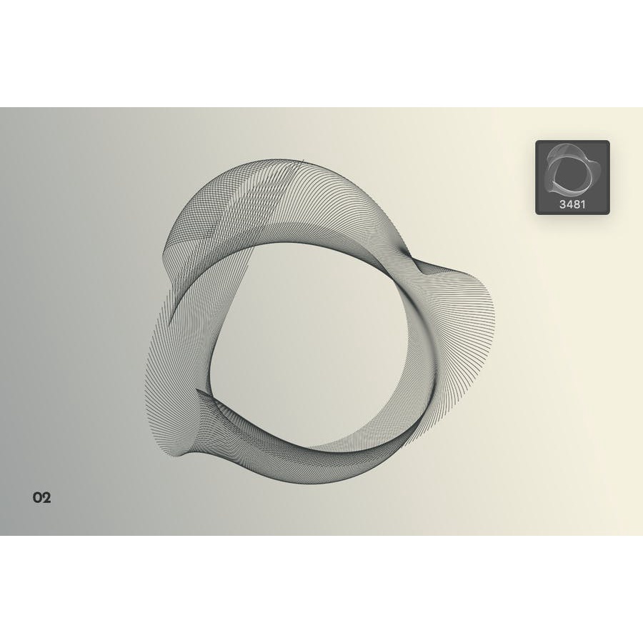 Wireframe Wavy Objects - Photoshop Brushes