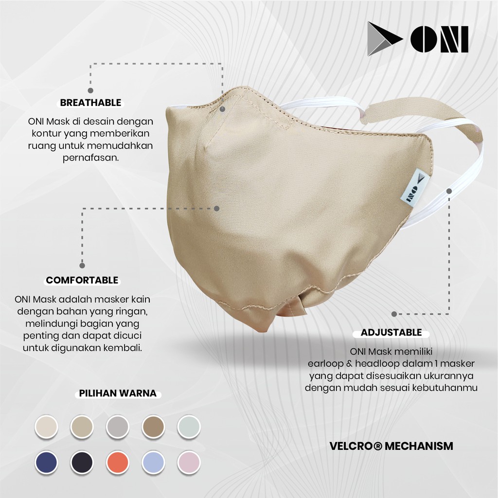 Oni Mask - Creme - Masker Hijab - Dapat Dicuci