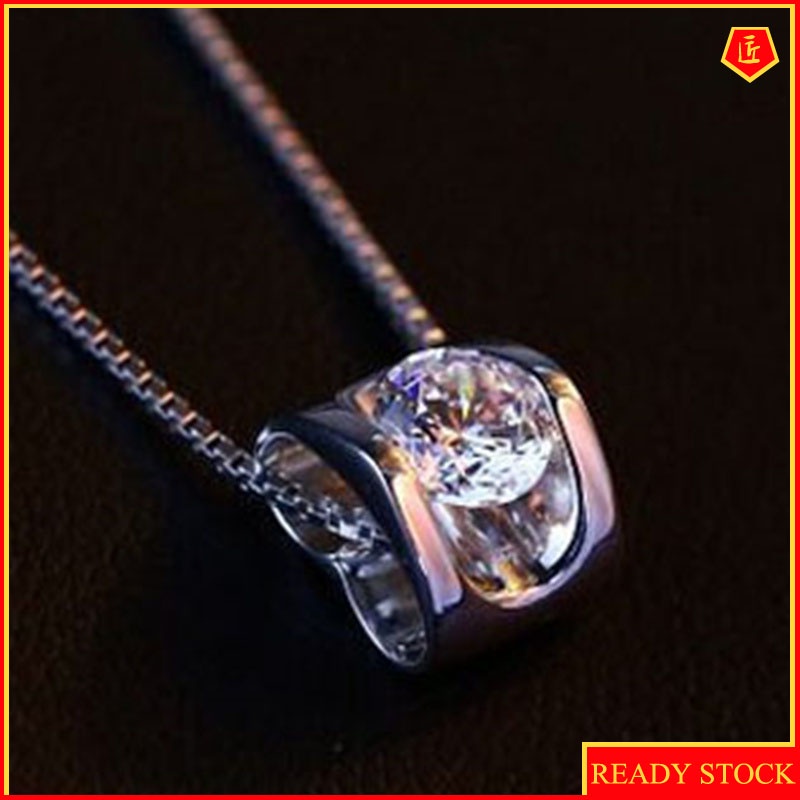 [Ready Stock]Korean Style Women's Fashion Crystal Pendant Zircon Heart-Shaped Necklace Simple Temperament