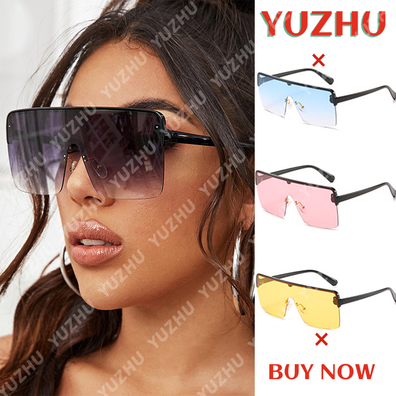 【YUZHU】COD New Fashionable Oversized Frame One-piece Frame Kacamata Warna Transparan