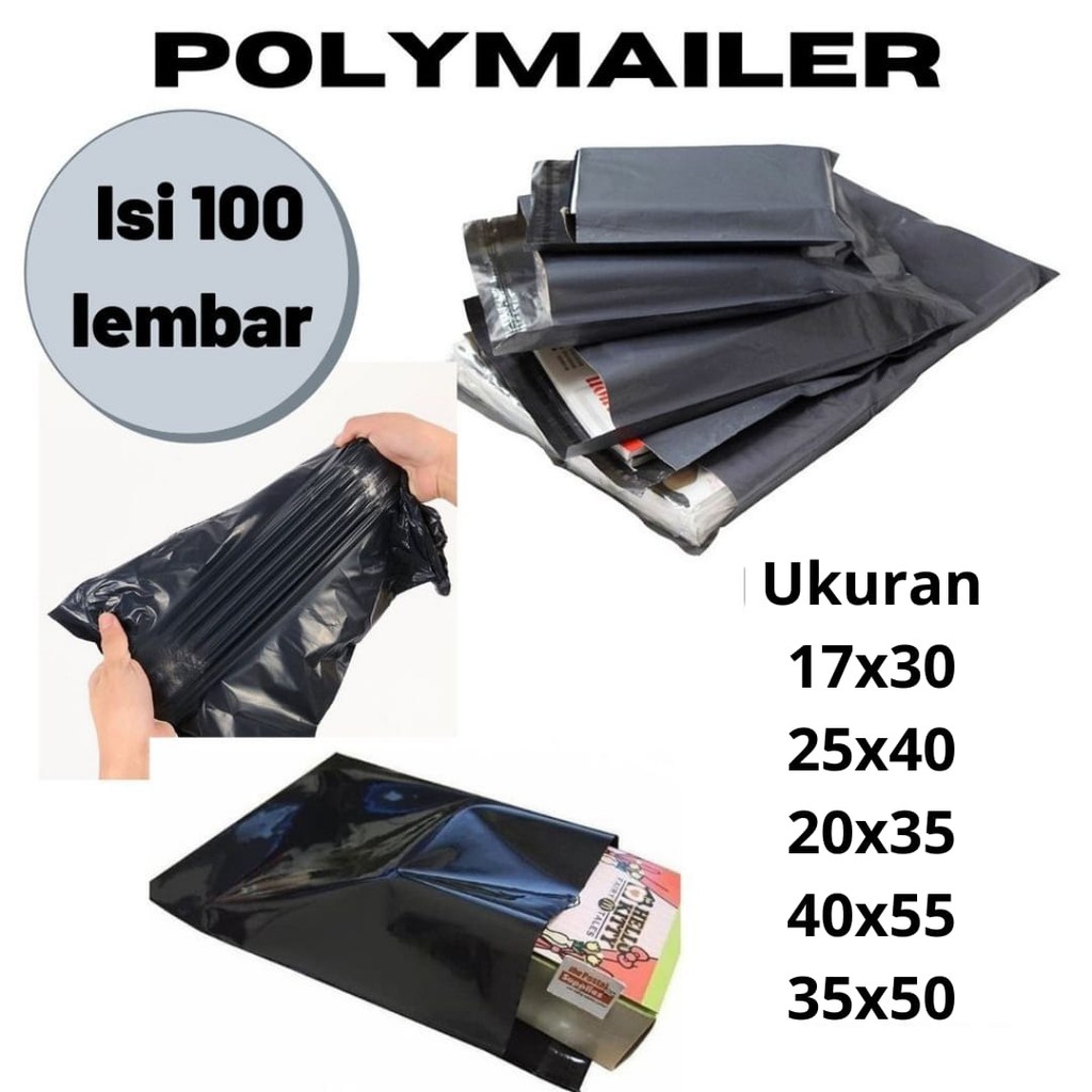 Plastik Polymailer HITAM Packing online shop 100PCS